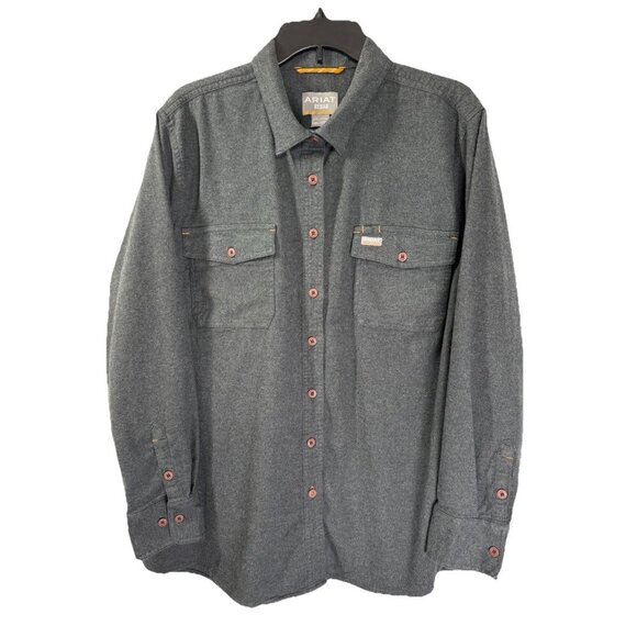 Ariat Rebar Flannel Durastretch Shirt Women’s 2XL Gray Button Front Long Sleeve - Picture 2 of 9